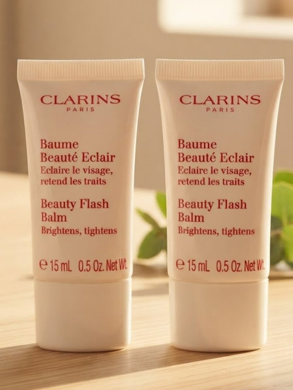 Clarins Beauty Flash Balm 15ml Set of 2 NIB Tightening Face Primer Anti Aging